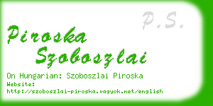 piroska szoboszlai business card